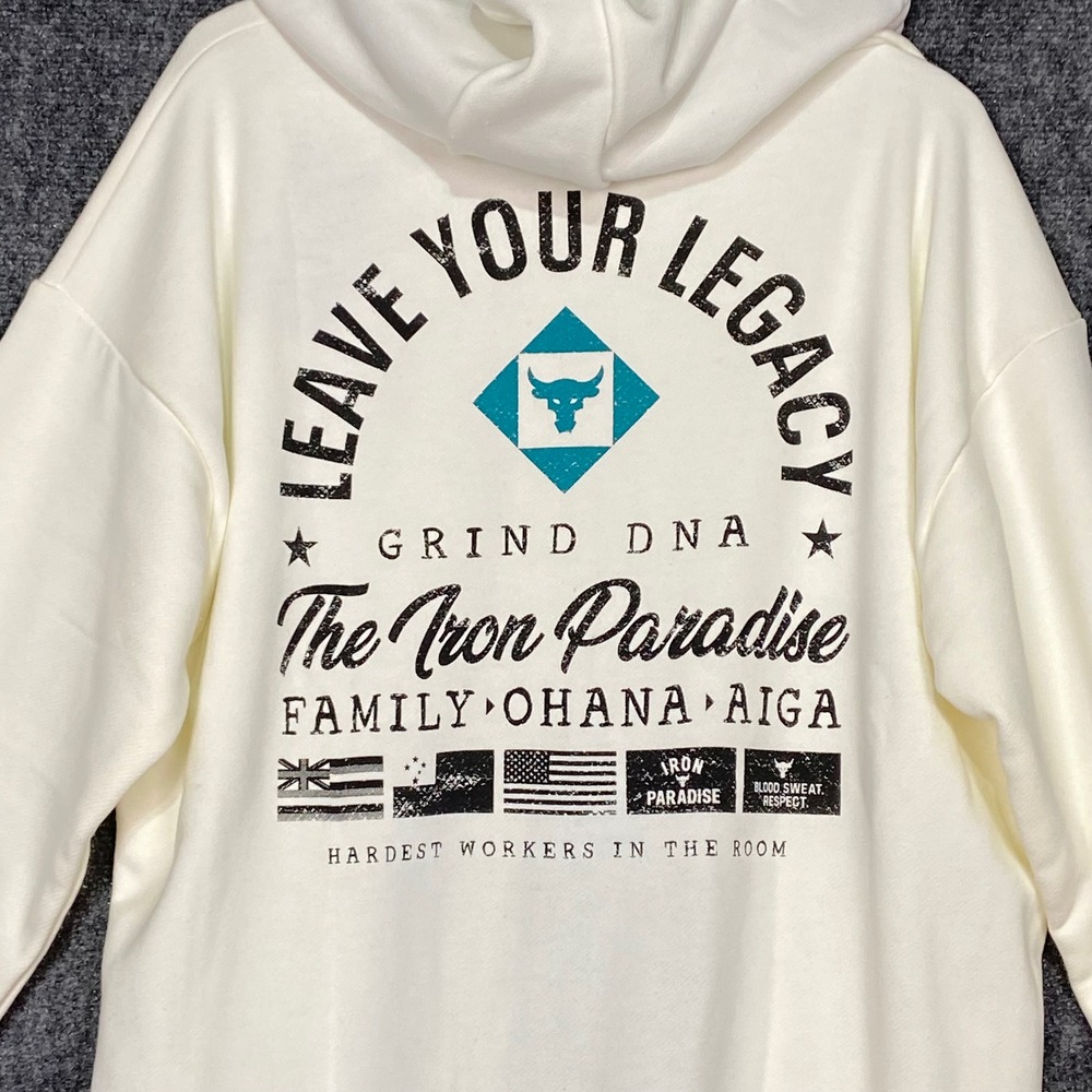 Under Armour Project Rock Iron Paradise Full Zip Hoodie Mens Size L Ohana Legacy